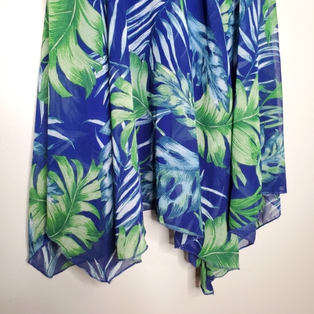 Rabbit Rabbit Rabbit Tropical Flowy V-Neck Asymmetrical Dress Size 2P - Picture 5 of 10